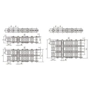 Vlečna veriga serije B z ravnimi stranskimi ploščami